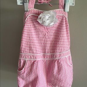 Janie and Jack Pink Striped Seer Sucker